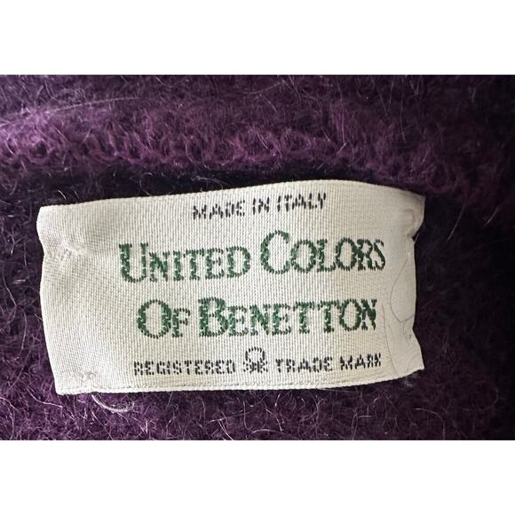 Vintage UNITED COLORS OF BENETTON Purple Wool-Mohair Cardigan Sweater - XL - Picture 3 of 4